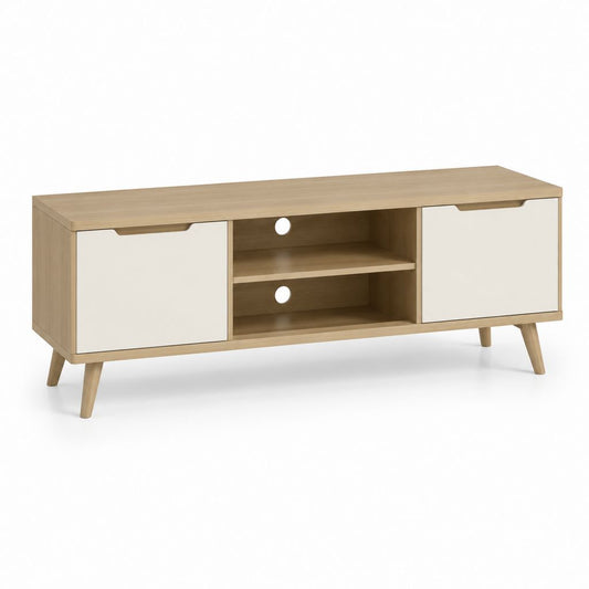 Mobile TV con 2 ante bianco e rovere in pannello truciolare 160 x 40 x 60 cm