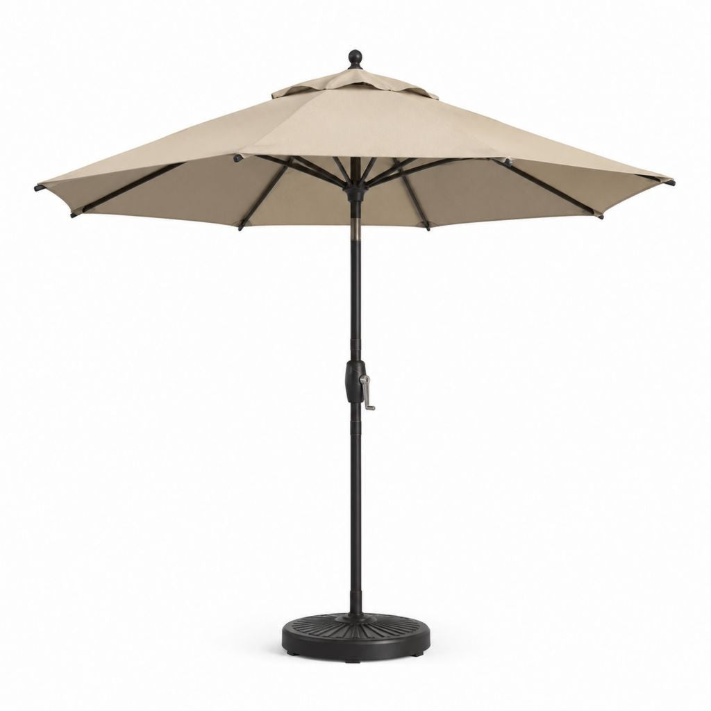 Ombrellone da giardino beige in poliestere ottagonale diametro 300 cm con base e manovella