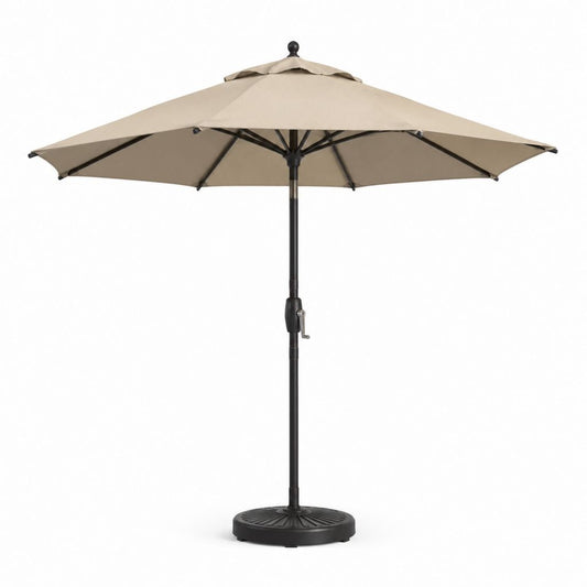 Ombrellone da giardino beige in poliestere ottagonale diametro 300 cm con base e manovella