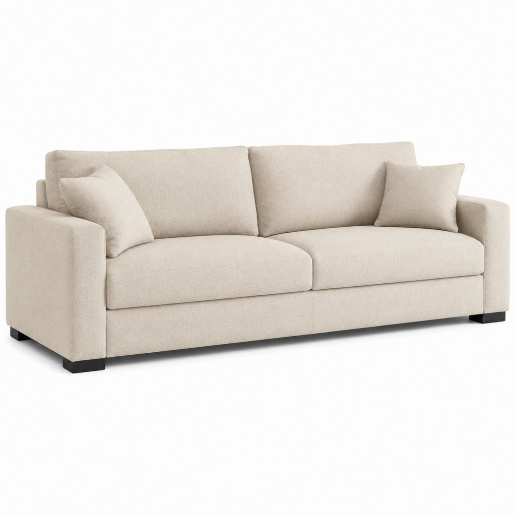 Divano 3 posti beige in poliestere con braccioli 220 x 92 x 85 cm