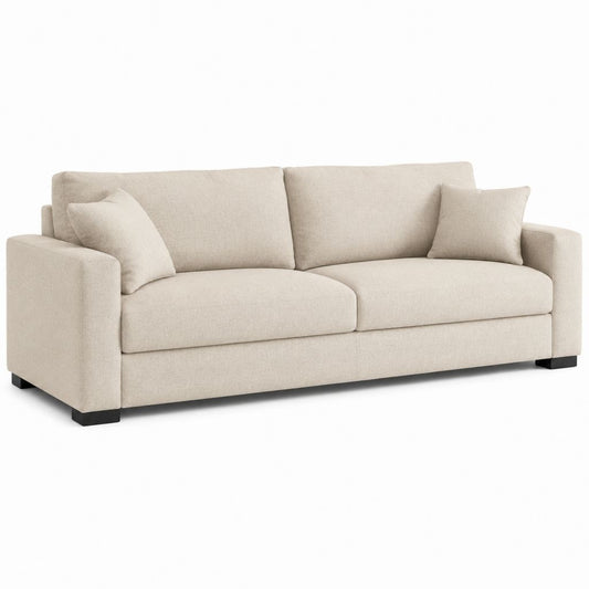 Divano 3 posti beige in poliestere con braccioli 220 x 92 x 85 cm