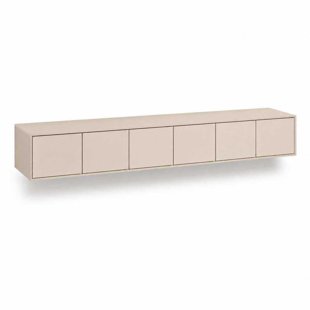 Mobile TV sospeso beige in MDF con 6 ante 180 x 40 x 40 cm