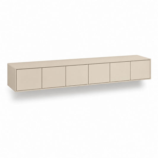 Mobile TV sospeso beige in MDF con 6 ante 180 x 40 x 40 cm