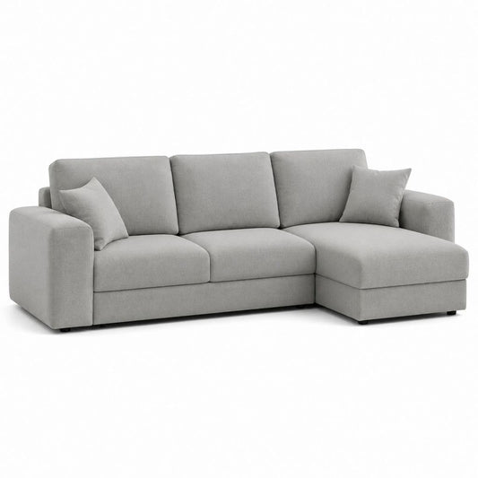 Divano angolare 3 posti con chaise longue grigio in poliestere 260 x 160 x 85 cm